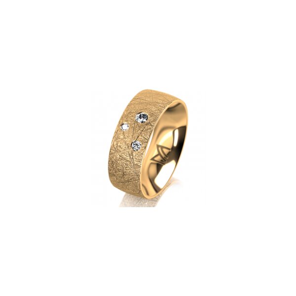 Ring 18 Karat Gelbgold 7.0 mm kristallmatt 3 Brillanten G vs Gesamt 0,070ct