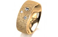 Ring 18 Karat Gelbgold 7.0 mm kristallmatt 3 Brillanten G...