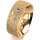 Ring 18 Karat Gelbgold 7.0 mm kristallmatt 3 Brillanten G vs Gesamt 0,070ct