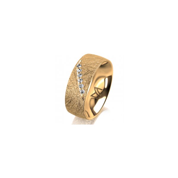 Ring 18 Karat Gelbgold 7.0 mm kristallmatt 6 Brillanten G vs Gesamt 0,080ct
