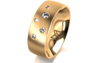 Ring 18 Karat Gelbgold 7.0 mm l&auml;ngsmatt 5 Brillanten...