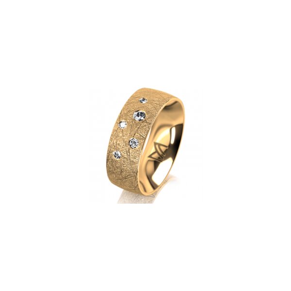 Ring 18 Karat Gelbgold 7.0 mm kristallmatt 5 Brillanten G vs Gesamt 0,095ct