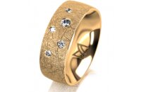 Ring 18 Karat Gelbgold 7.0 mm kristallmatt 5 Brillanten G...