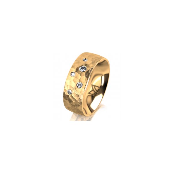 Ring 18 Karat Gelbgold 7.0 mm diamantmatt 5 Brillanten G vs Gesamt 0,095ct