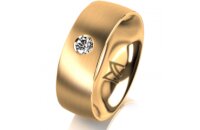 Ring 18 Karat Gelbgold 7.0 mm l&auml;ngsmatt 1 Brillant G...