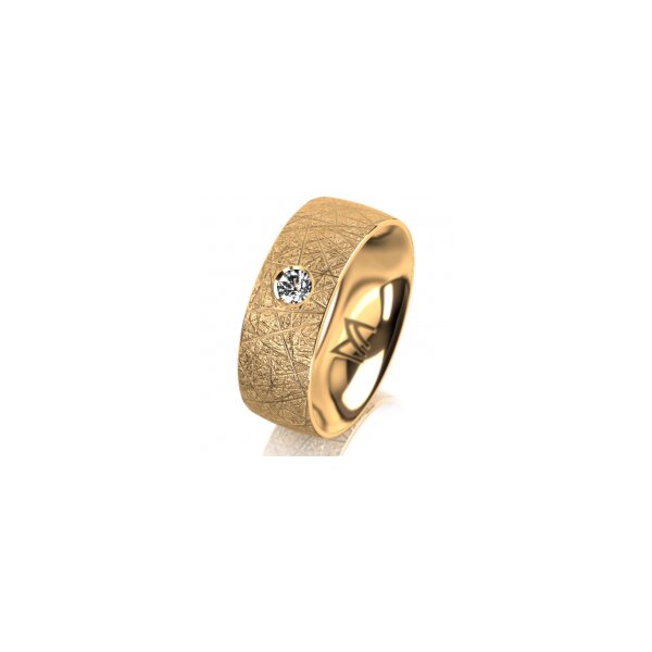 Ring 18 Karat Gelbgold 7.0 mm kristallmatt 1 Brillant G vs 0,090ct