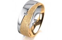 Ring 14 Karat Gelb-/Weissgold 7.0 mm kreismatt 1 Brillant...