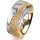 Ring 14 Karat Gelb-/Weissgold 7.0 mm kristallmatt 1 Brillant G vs 0,050ct