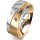 Ring 14 Karat Gelb-/Weissgold 7.0 mm l&auml;ngsmatt 3 Brillanten G vs Gesamt 0,070ct