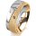 Ring 14 Karat Gelb-/Weissgold 7.0 mm kreismatt 3 Brillanten G vs Gesamt 0,070ct