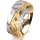 Ring 14 Karat Gelb-/Weissgold 7.0 mm diamantmatt 3 Brillanten G vs Gesamt 0,070ct