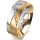 Ring 14 Karat Gelb-/Weissgold 7.0 mm sandmatt 6 Brillanten G vs Gesamt 0,080ct