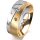 Ring 14 Karat Gelb-/Weissgold 7.0 mm sandmatt 5 Brillanten G vs Gesamt 0,095ct