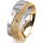 Ring 14 Karat Gelb-/Weissgold 7.0 mm kristallmatt 5 Brillanten G vs Gesamt 0,095ct