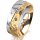 Ring 14 Karat Gelb-/Weissgold 7.0 mm diamantmatt 5 Brillanten G vs Gesamt 0,095ct