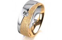 Ring 14 Karat Gelb-/Weissgold 7.0 mm kreismatt 1 Brillant...
