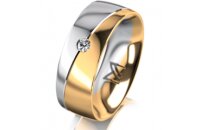 Ring 18 Karat Gelb-/Weissgold 7.0 mm poliert 1 Brillant G...