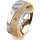 Ring 18 Karat Gelb-/Weissgold 7.0 mm kristallmatt 3 Brillanten G vs Gesamt 0,070ct
