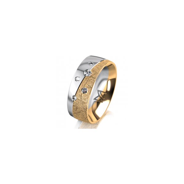 Ring 18 Karat Gelb-/Weissgold 7.0 mm kristallmatt 5 Brillanten G vs Gesamt 0,095ct