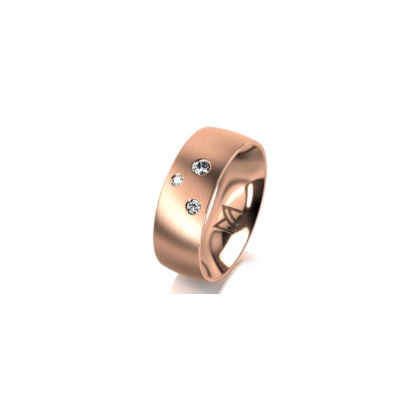 Ring 14 Karat Rotgold 7.0 mm l&auml;ngsmatt 3 Brillanten G vs Gesamt 0,070ct