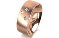 Ring 14 Karat Rotgold 7.0 mm l&auml;ngsmatt 3 Brillanten...