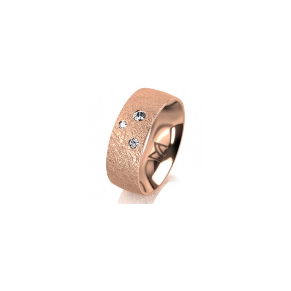Ring 14 Karat Rotgold 7.0 mm kreismatt 3 Brillanten G vs Gesamt 0,070ct