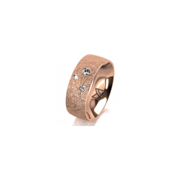 Ring 14 Karat Rotgold 7.0 mm kristallmatt 3 Brillanten G vs Gesamt 0,070ct