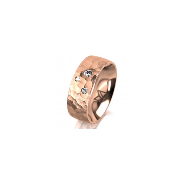 Ring 14 Karat Rotgold 7.0 mm diamantmatt 3 Brillanten G vs Gesamt 0,070ct