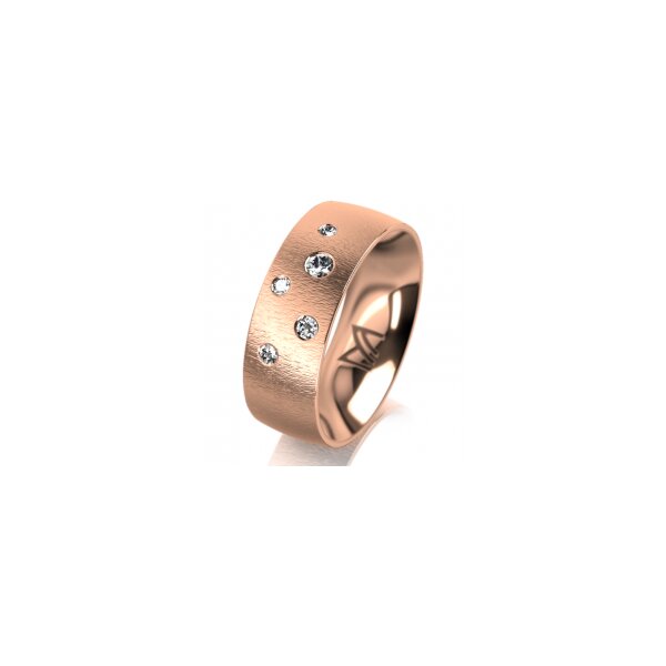 Ring 14 Karat Rotgold 7.0 mm sandmatt 5 Brillanten G vs Gesamt 0,095ct