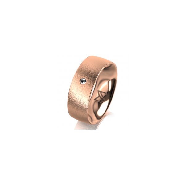 Ring 18 Karat Rotgold 7.0 mm sandmatt 1 Brillant G vs 0,025ct