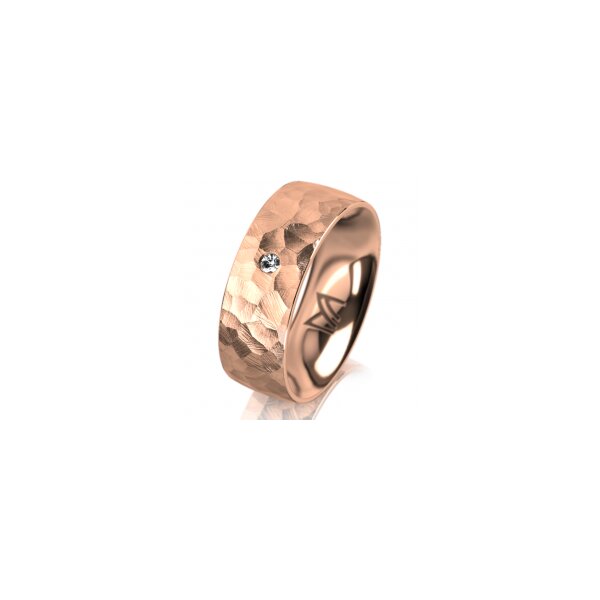 Ring 18 Karat Rotgold 7.0 mm diamantmatt 1 Brillant G vs 0,025ct