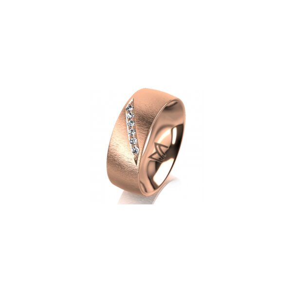 Ring 18 Karat Rotgold 7.0 mm sandmatt 6 Brillanten G vs Gesamt 0,080ct
