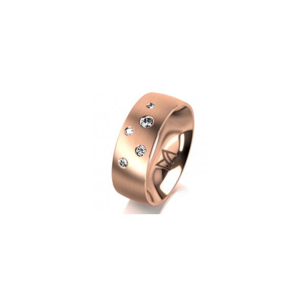 Ring 18 Karat Rotgold 7.0 mm l&auml;ngsmatt 5 Brillanten G vs Gesamt 0,095ct