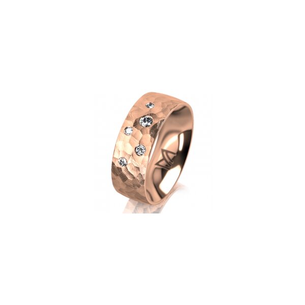 Ring 18 Karat Rotgold 7.0 mm diamantmatt 5 Brillanten G vs Gesamt 0,095ct