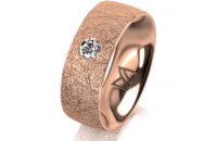 Ring 18 Karat Rotgold 7.0 mm kristallmatt 1 Brillant G vs...