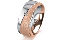 Ring 14 Karat Rot-/Weissgold 7.0 mm kreismatt 1 Brillant...