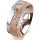 Ring 14 Karat Rot-/Weissgold 7.0 mm kristallmatt 6 Brillanten G vs Gesamt 0,080ct