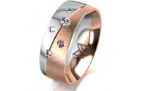 Ring 14 Karat Rot-/Weissgold 7.0 mm sandmatt 5 Brillanten...