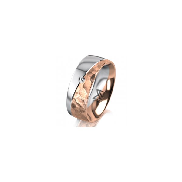 Ring 18 Karat Rot-/Weissgold 7.0 mm diamantmatt 1 Brillant G vs 0,025ct