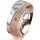Ring 18 Karat Rot-/Weissgold 7.0 mm kristallmatt 3 Brillanten G vs Gesamt 0,070ct