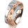 Ring 18 Karat Rot-/Weissgold 7.0 mm diamantmatt 3 Brillanten G vs Gesamt 0,070ct