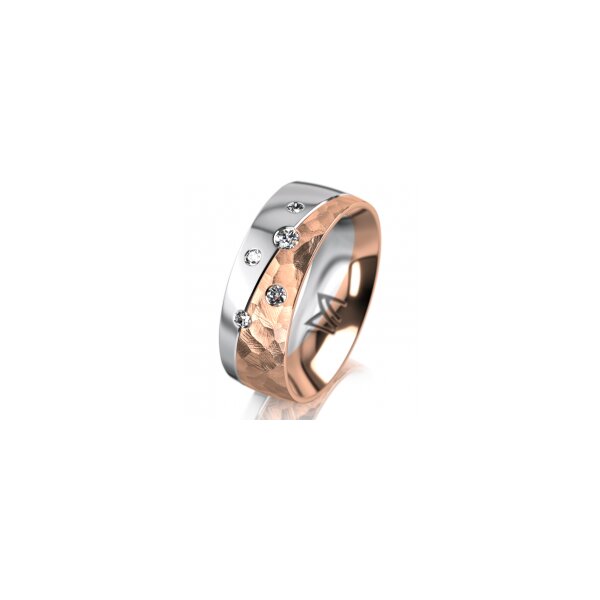 Ring 18 Karat Rot-/Weissgold 7.0 mm diamantmatt 5 Brillanten G vs Gesamt 0,095ct