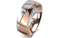 Ring 18 Karat Rot-/Weissgold 7.0 mm poliert 1 Brillant G...