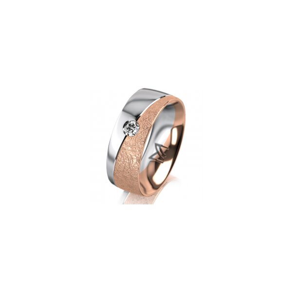 Ring 18 Karat Rot-/Weissgold 7.0 mm kreismatt 1 Brillant G vs 0,090ct