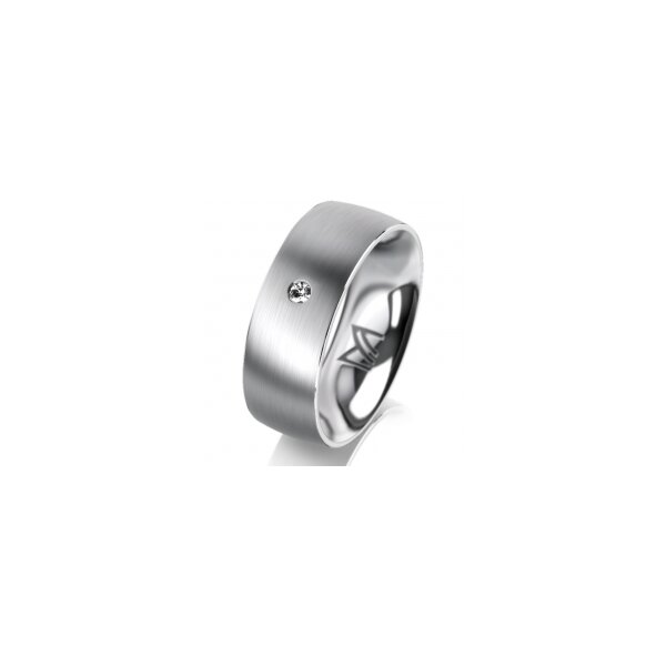 Ring 14 Karat Weissgold 7.0 mm l&auml;ngsmatt 1 Brillant G vs 0,025ct