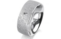 Ring 14 Karat Weissgold 7.0 mm kreismatt 1 Brillant G vs...