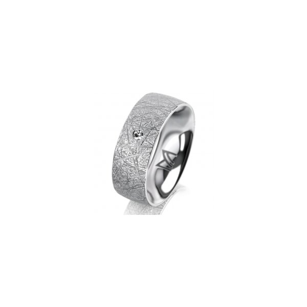 Ring 14 Karat Weissgold 7.0 mm kristallmatt 1 Brillant G vs 0,025ct