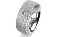 Ring 14 Karat Weissgold 7.0 mm kristallmatt 1 Brillant G...