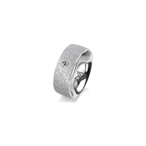 Ring 14 Karat Weissgold 7.0 mm kreismatt 1 Brillant G vs 0,050ct
