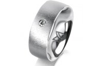 Ring 14 Karat Weissgold 7.0 mm sandmatt 1 Brillant G vs...